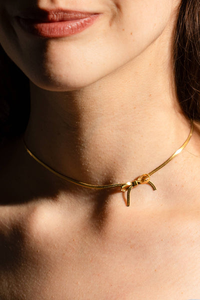 Bow Peep Choker / Necklace - 18K Gold Plated