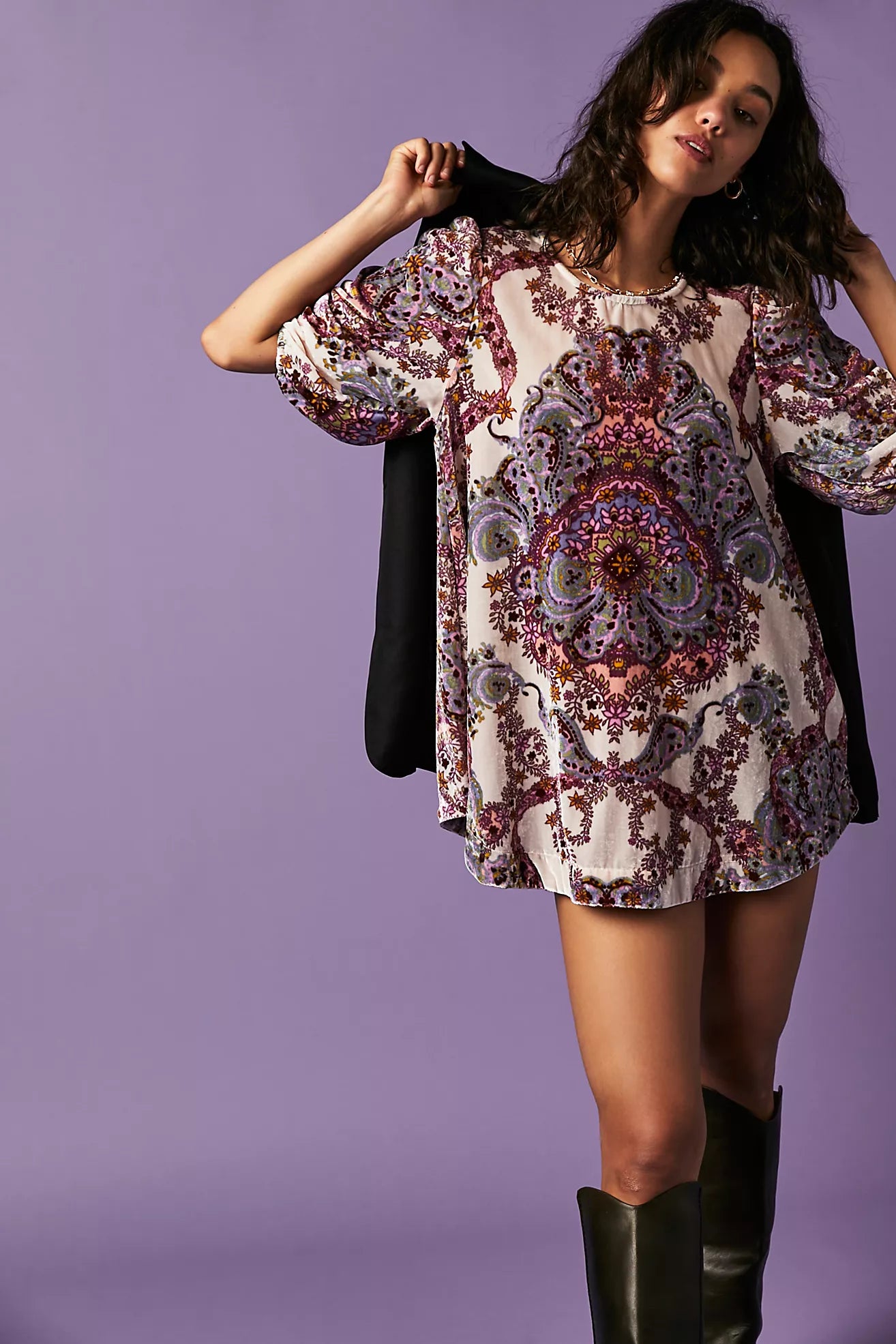 velvet tunic dress Maye Printed Velvet Tunic