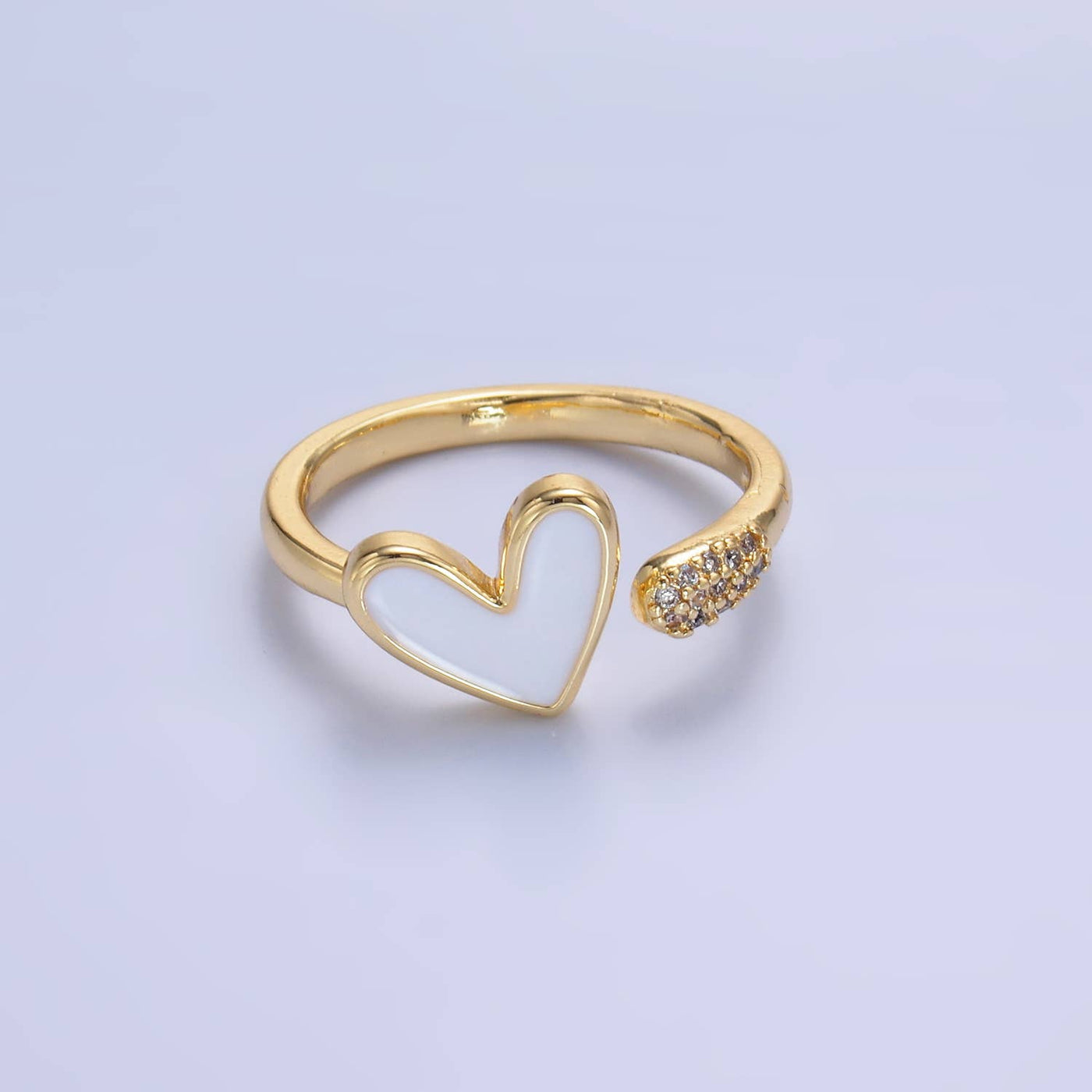 Adjustable Dainty White Gold Heart Ring