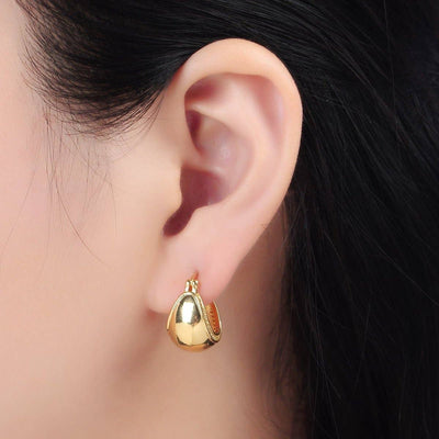 24K Gold Filled Micro Paved Dome Latch Hoop Earrings