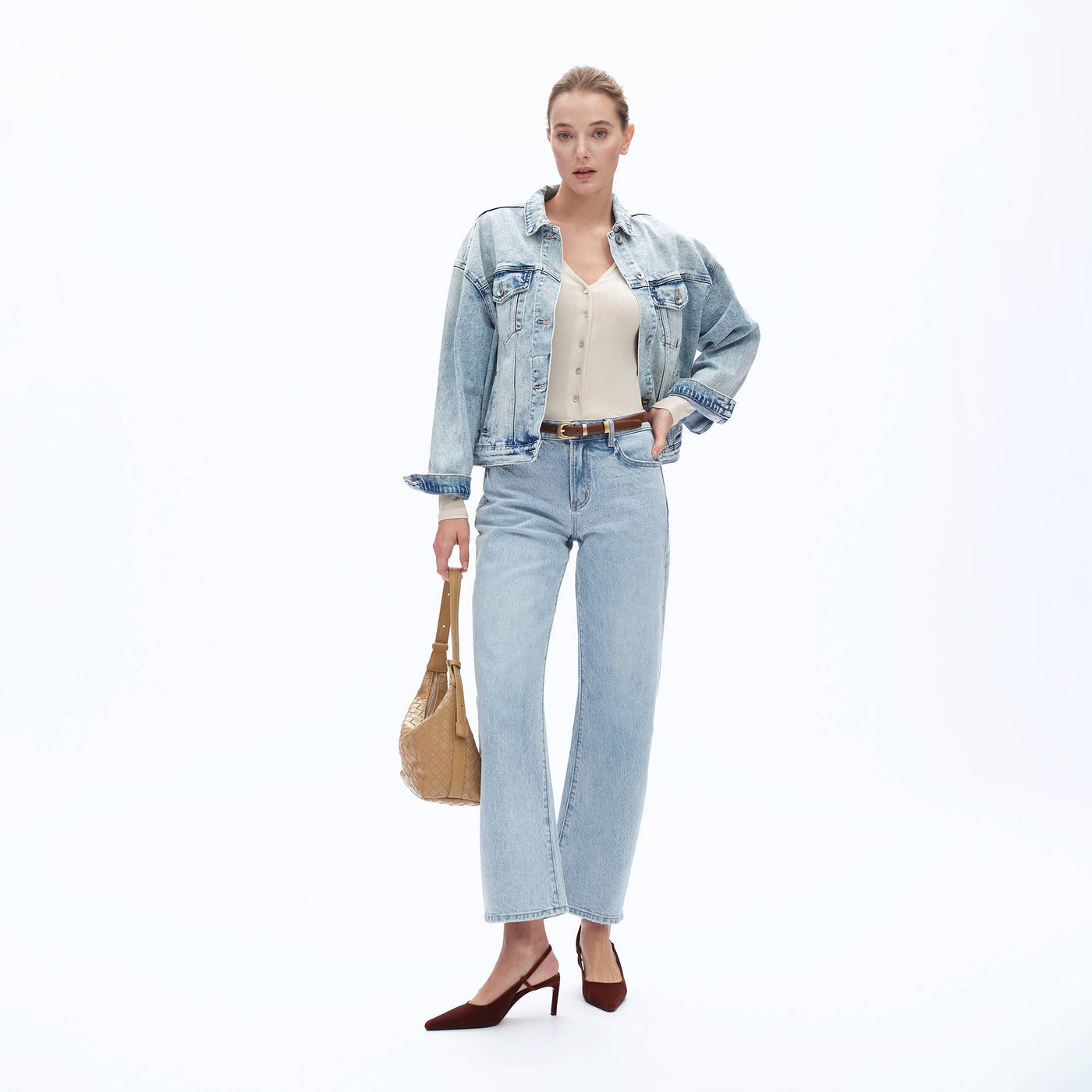 Mid Rise Barrel Denim Jean | Bayeas