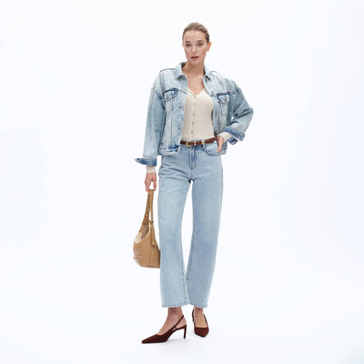 Mid Rise Barrel Denim Jean | Bayeas