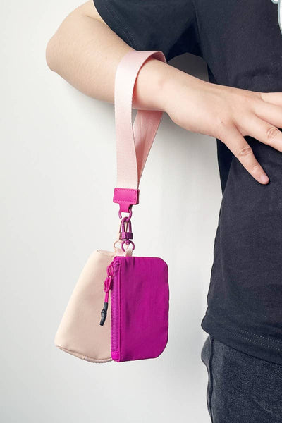 Dual Pouch Wristlet Keychain Wallet