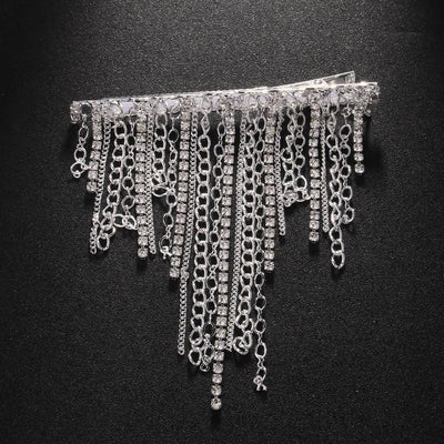 Tassel Hair Clip with Rhinestone Chains