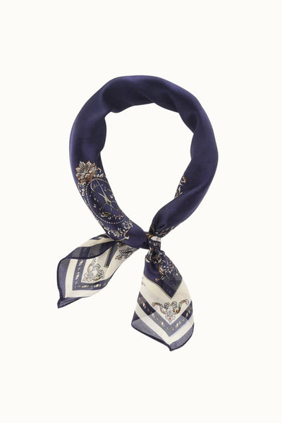 So Silky Satin Neckerchief Scarf - Navy
