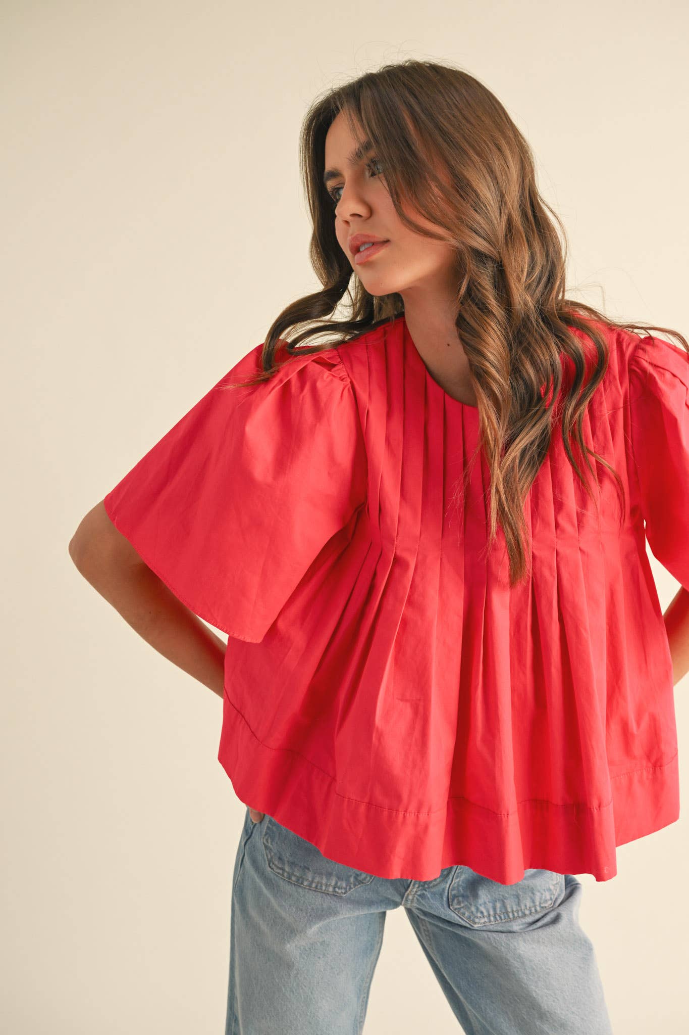 Pleated Baby Doll Top