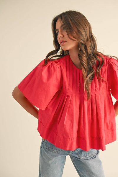 Pleated Baby Doll Top