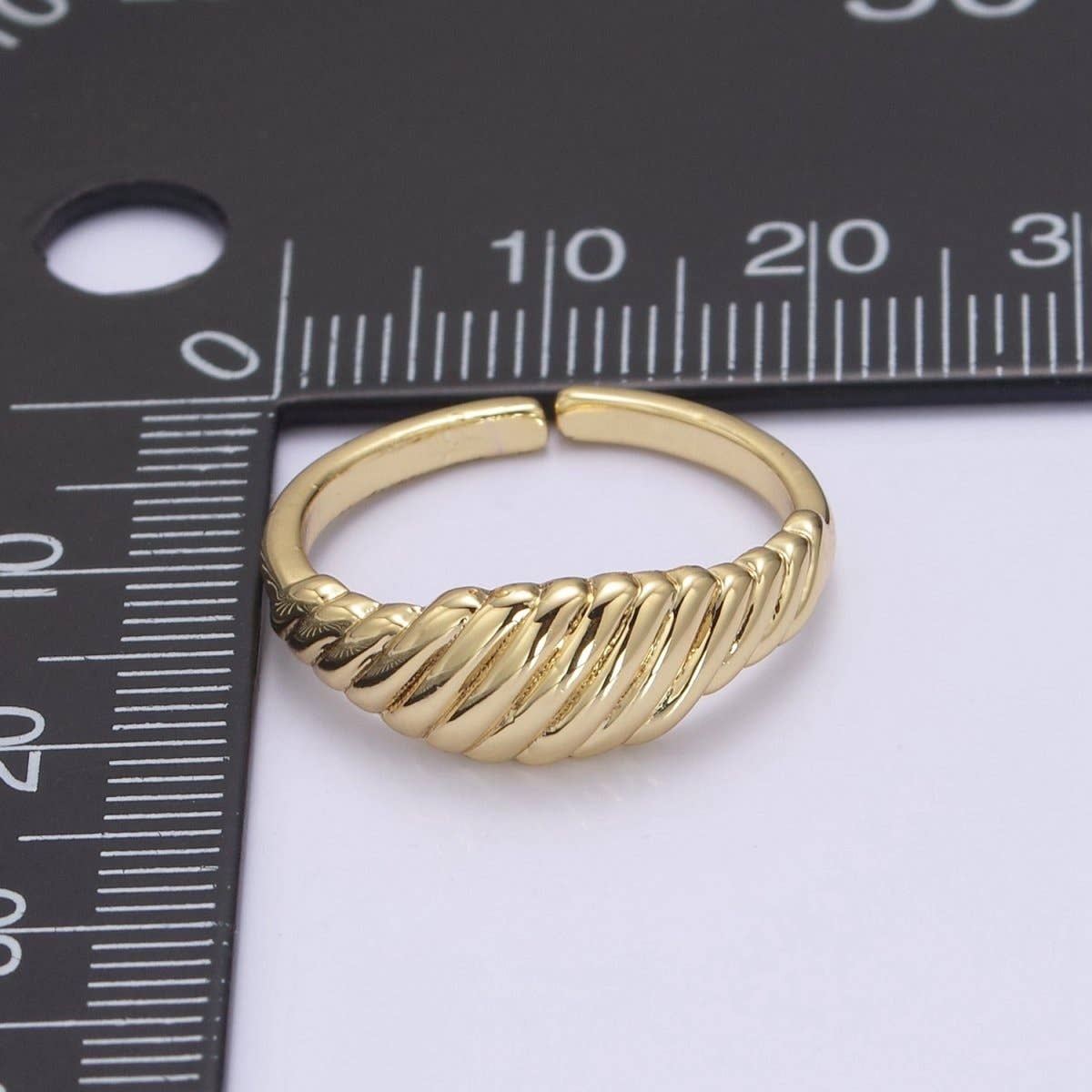 24K Gold Filled Textured Croissant Adjustable Ring