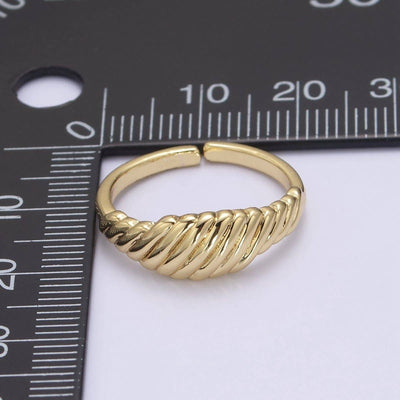 24K Gold Filled Textured Croissant Adjustable Ring