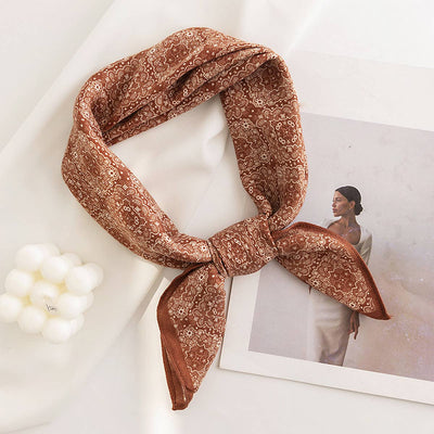 Vintage Houndstooth Print Satin Hair Scarf