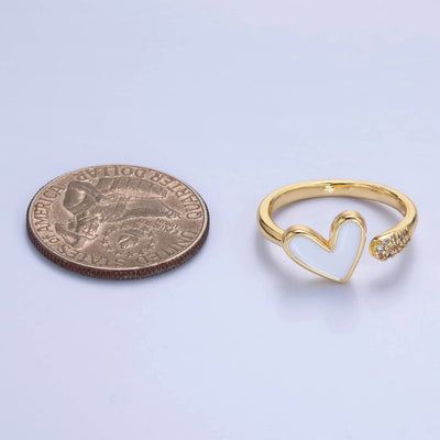 Adjustable Dainty White Gold Heart Ring