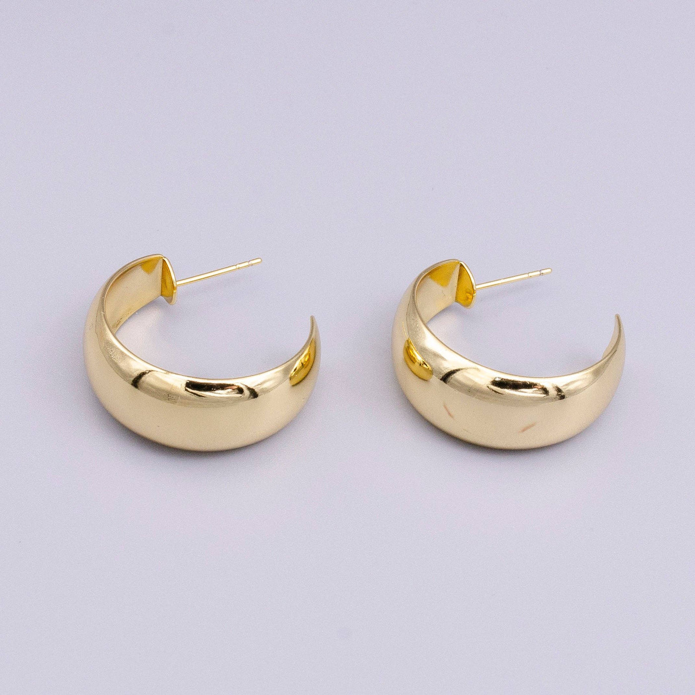 14K Gold Filled Wide Dome Hoop Earrings