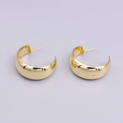 14K Gold Filled Wide Dome Hoop Earrings