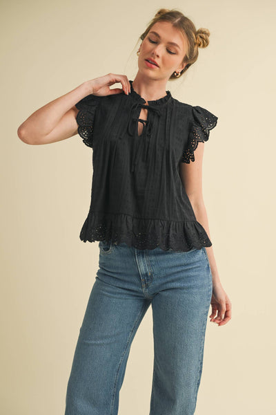 Eyelet Lace Trim Top