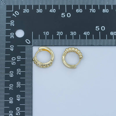24K Gold Filled Micro Pave Dotted Huggie Earrings
