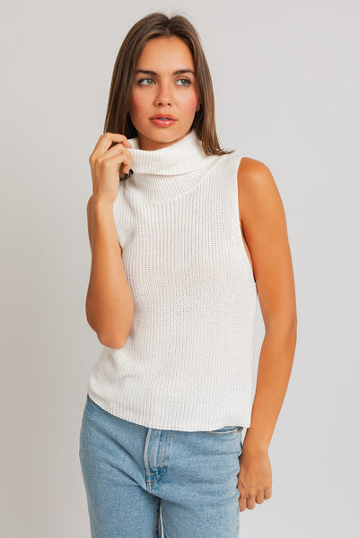 Turtleneck Sleeveless Knit Sweater
