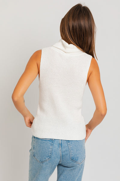 Turtleneck Sleeveless Knit Sweater