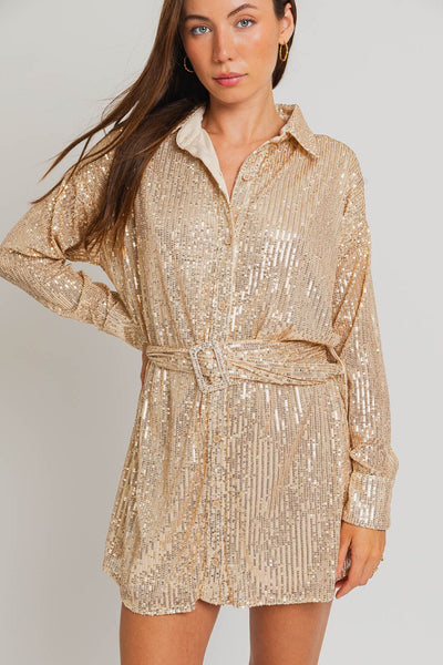 Sequin Shirt Dress