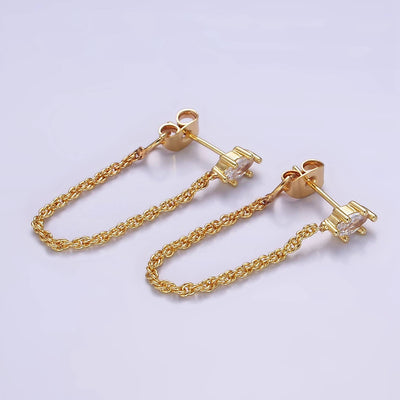 16k Gold Filled CZ Chain Link Stud Earrings