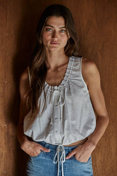Lace Trim Button Down Tank