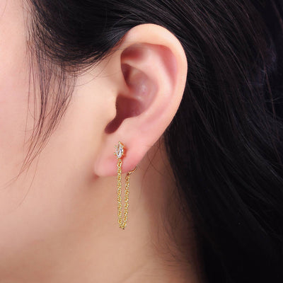 16k Gold Filled CZ Chain Link Stud Earrings
