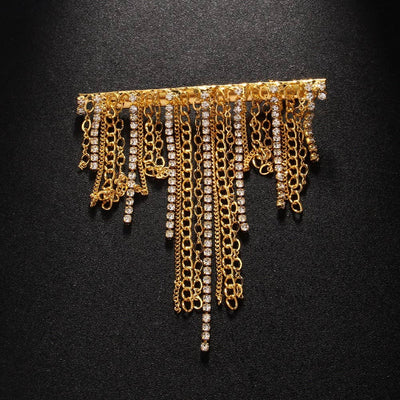 Tassel Hair Clip with Rhinestone Chains