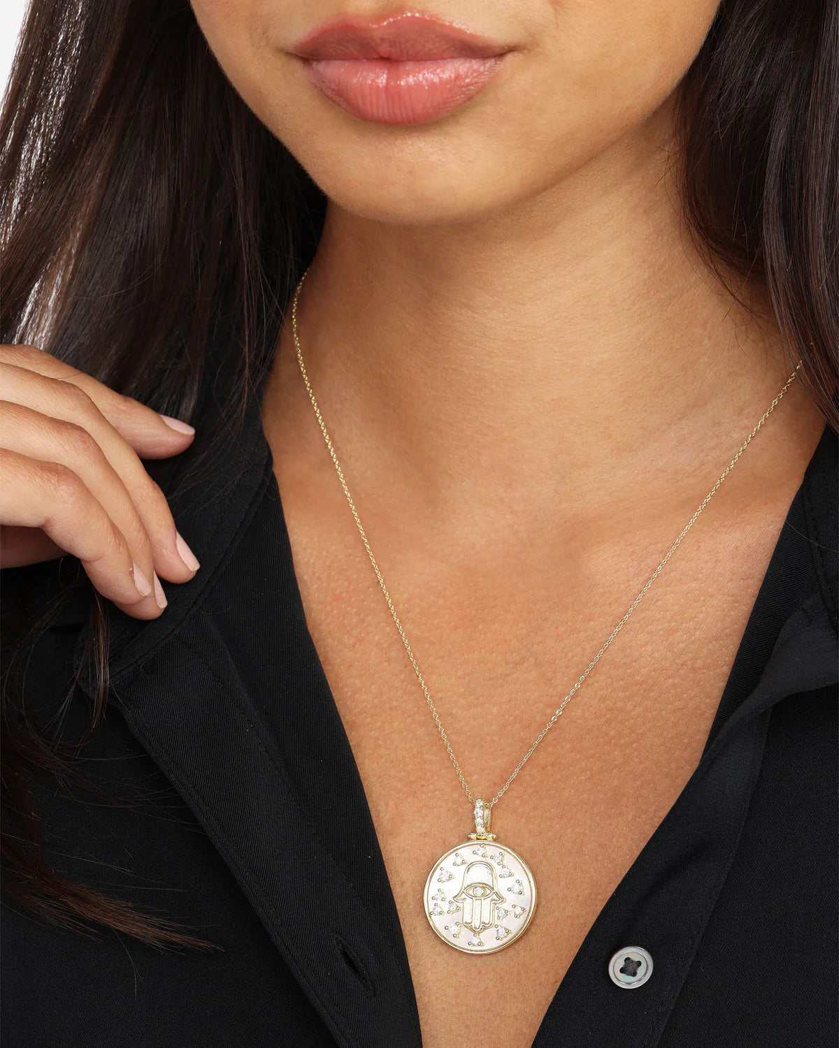 Hamsa Medallion Necklace | Melinda Maria