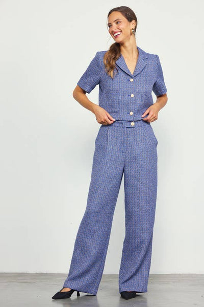Short Sleeve Cropped Tweed Blazer