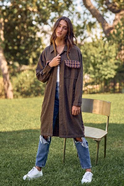 Houndstooth Midi Shacket