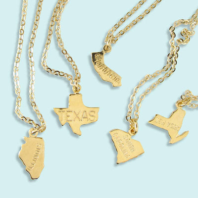 Gold State Charm Necklace: Arkansas