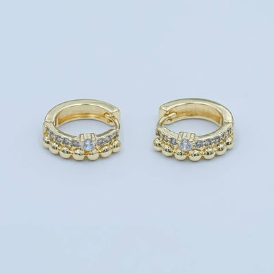 24K Gold Filled Micro Pave Dotted Huggie Earrings
