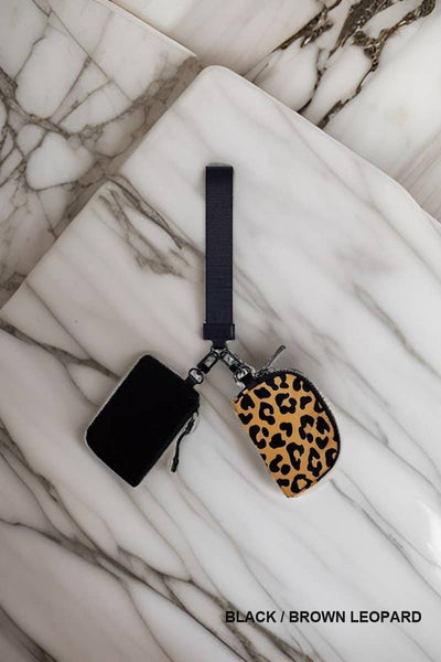 Dual Pouch Wristlet Keychain Wallet