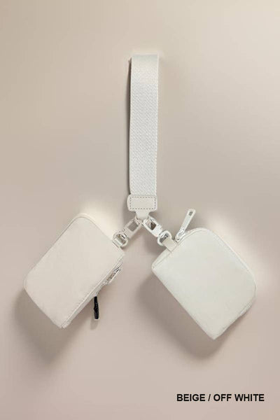 Dual Pouch Wristlet Keychain Wallet