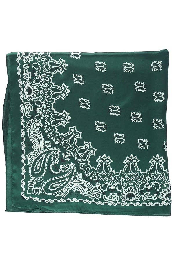 So Silky Satin Neckerchief Scarf - Hunter Green