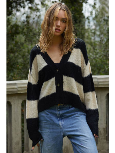 Izzy Striped Convertible Cardigan Top