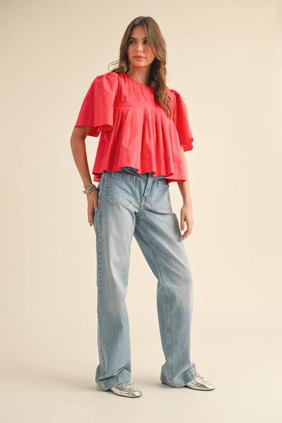 Pleated Baby Doll Top