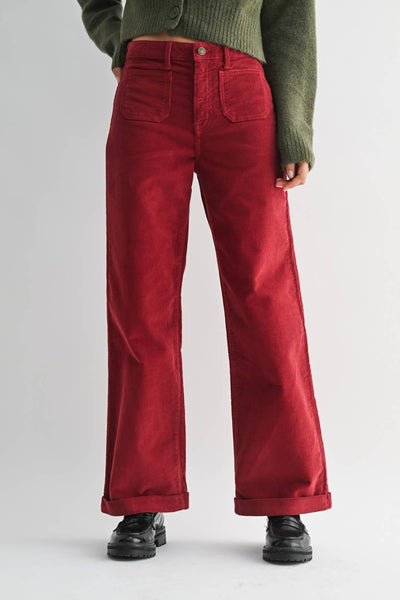 Corduroy Patch Pocket Wide Leg Pant