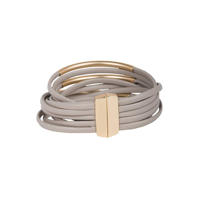 On the Rail Leather Gold Metal Plated Cuff Bracelet