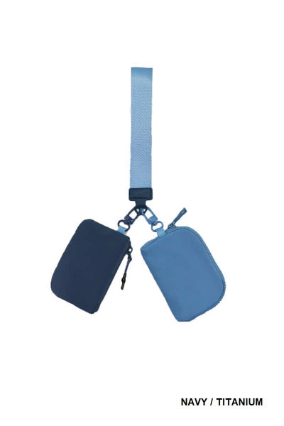 Dual Pouch Wristlet Keychain Wallet