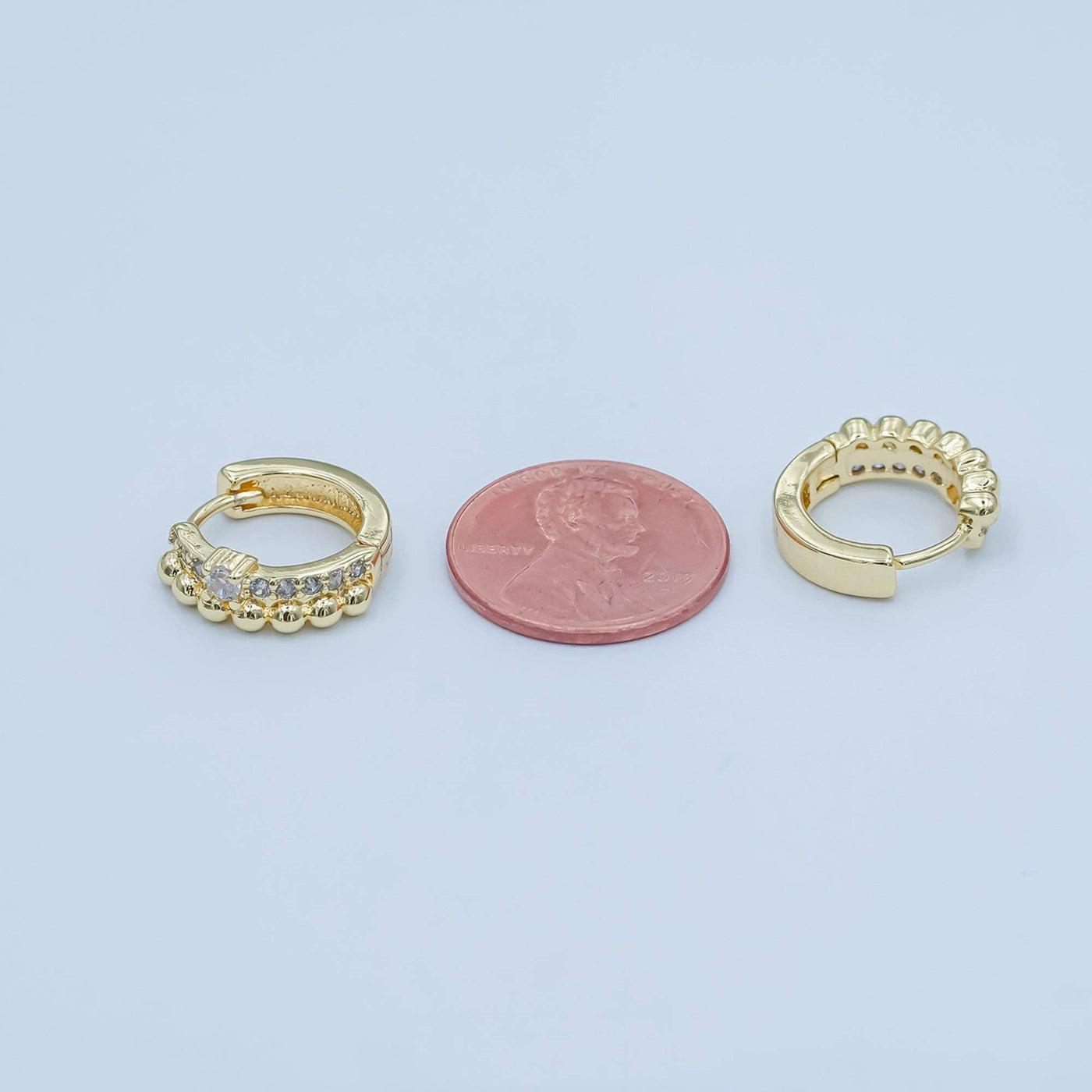 24K Gold Filled Micro Pave Dotted Huggie Earrings