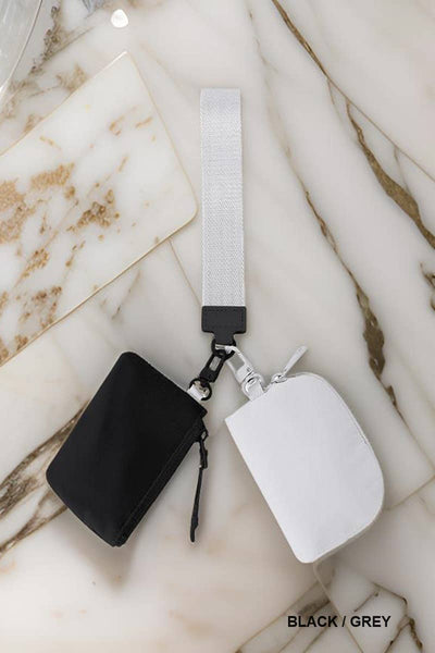 Dual Pouch Wristlet Keychain Wallet