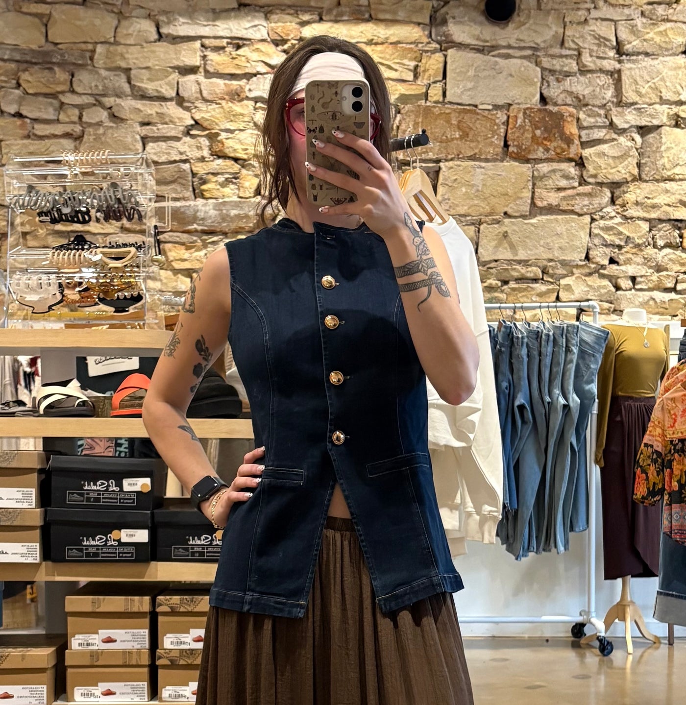 Vintage Button Denim Vest