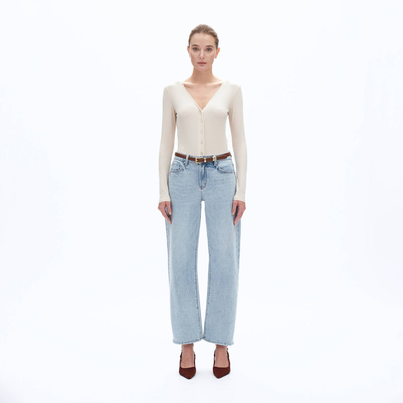 Mid Rise Barrel Denim Jean | Bayeas