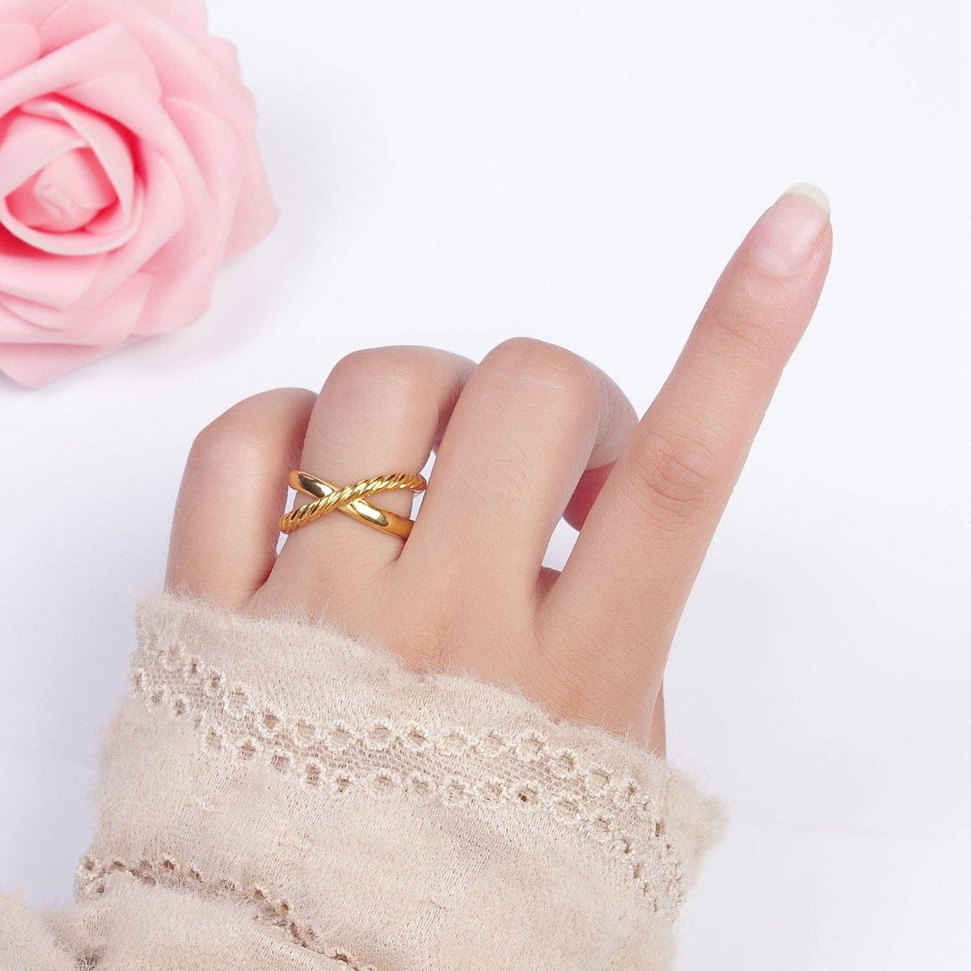 Adjustable 24K Gold Filled Double Band Ring