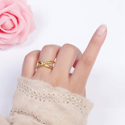 Adjustable 24K Gold Filled Double Band Ring