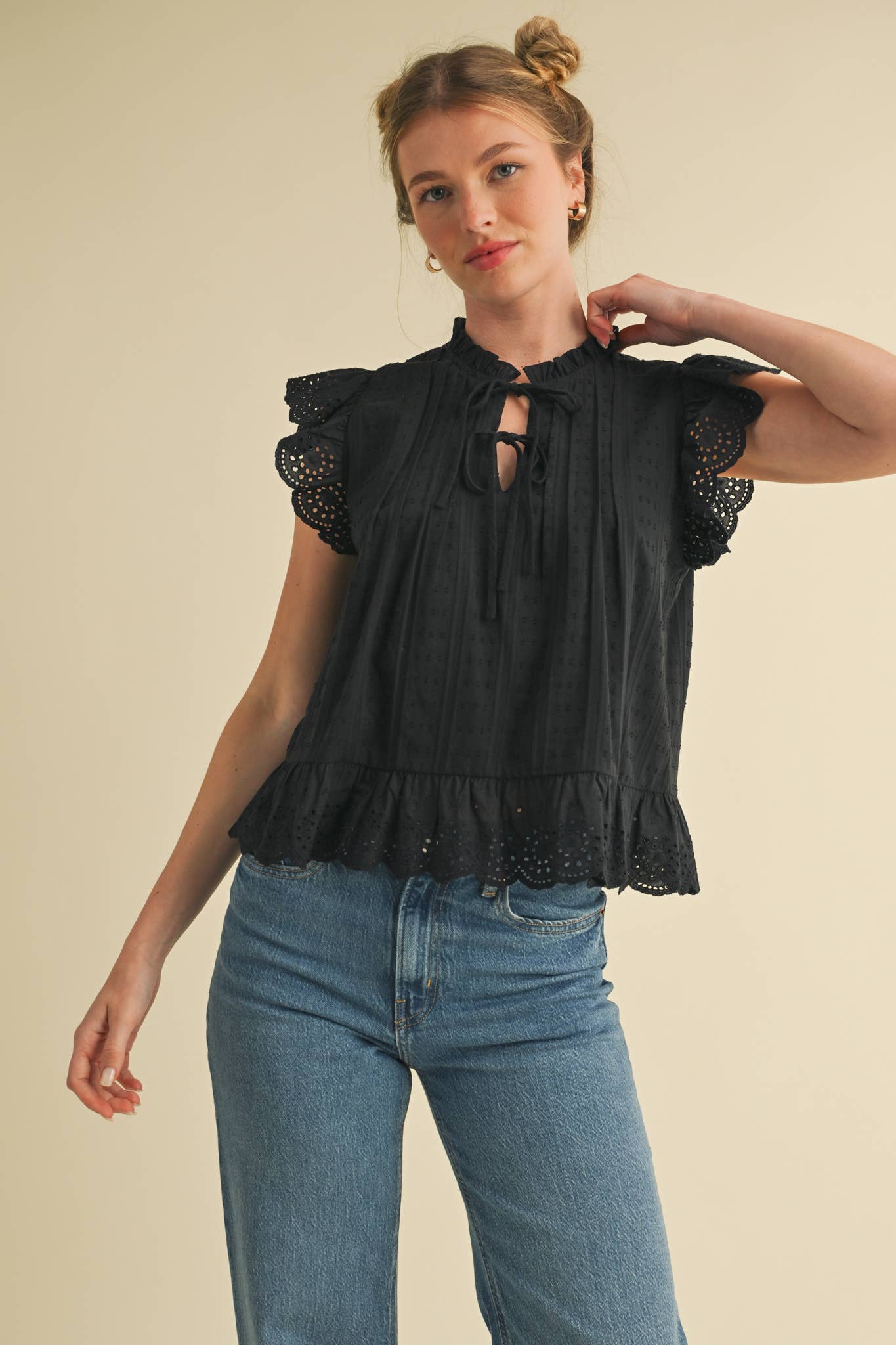 Eyelet Lace Trim Top