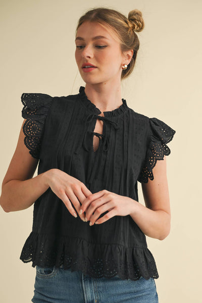 Eyelet Lace Trim Top