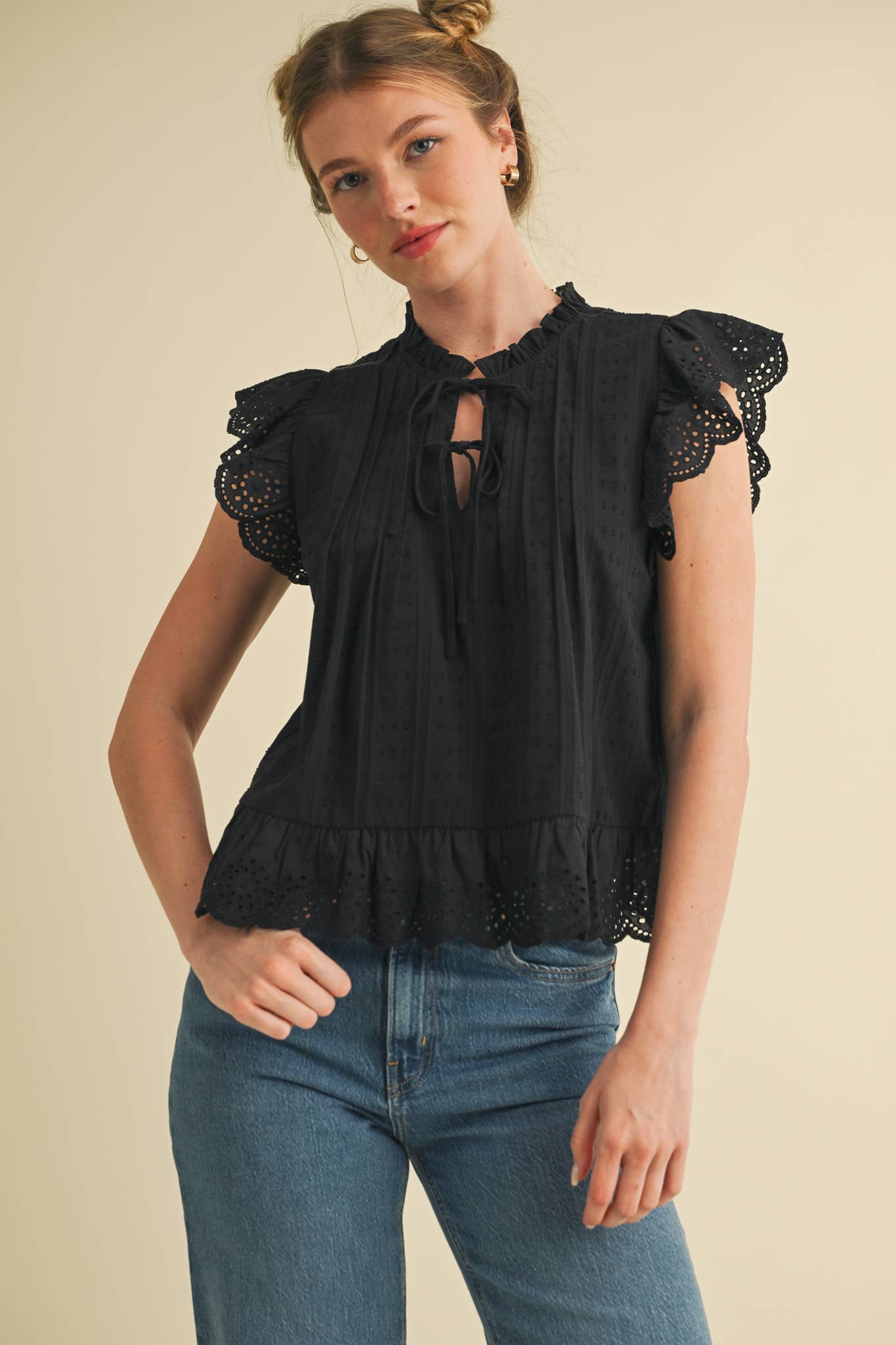 Eyelet Lace Trim Top
