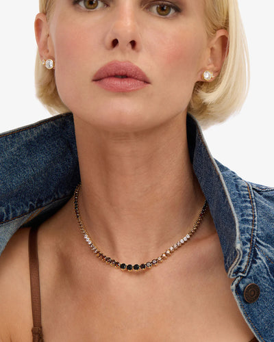Not Your Basic Graduated Black Ombré Tennis Necklace 16" | Melinda Maria