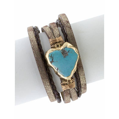 Braided Turquoise Stone Boho Chic Style Leather Bracelet